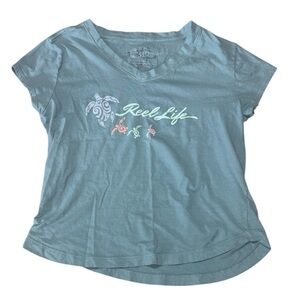 Reel Life Sea TurtlesWomen's Blue Graphic Top, T-shirt, Medium